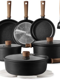 CAROTE Nonstick Pots and Pans, Induction Cookware Set 16pcs Kitchen Cooking Sets, Pot and Pan Non Stick w/Frying pan (PFOS, PFOA Free)